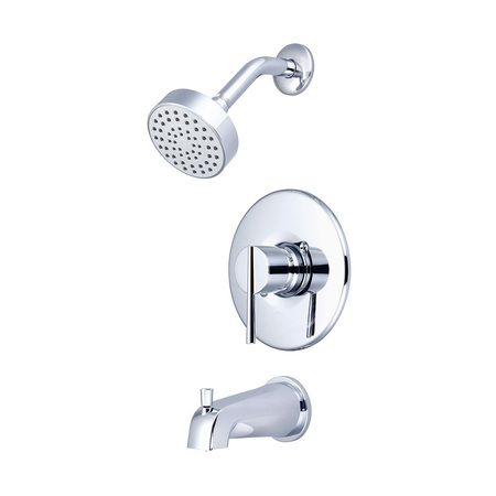 OLYMPIA FAUCETS Single Handle Tub/Shower Trim Set, Wallmount, Polished Chrome T-2380